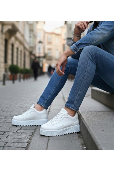 BA0802 BOA Beyaz Yüksek Taban Erkek Günlük Ayakkabı