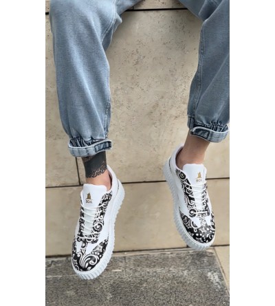 BA0802 BOA Gotik Desenli Beyaz Yüksek Taban Erkek Günlük Ayakkabı BA0802 BOA Gotik Desenli Beyaz Yüksek Taban Erkek Günlük Ayakkabı