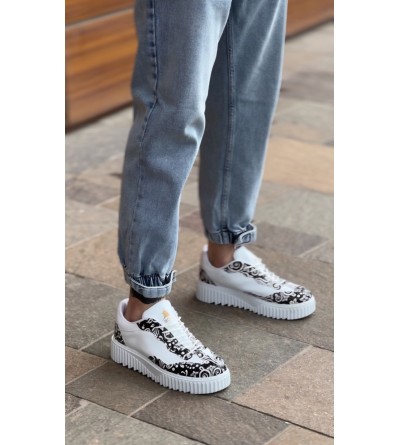 BA0802 BOA Gotik Desenli Beyaz Yüksek Taban Erkek Günlük Ayakkabı BA0802 BOA Gotik Desenli Beyaz Yüksek Taban Erkek Günlük Ayakkabı