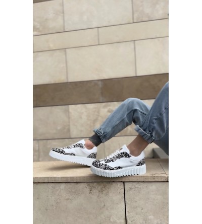 BA0802 BOA Gotik Desenli Beyaz Yüksek Taban Erkek Günlük Ayakkabı BA0802 BOA Gotik Desenli Beyaz Yüksek Taban Erkek Günlük Ayakkabı