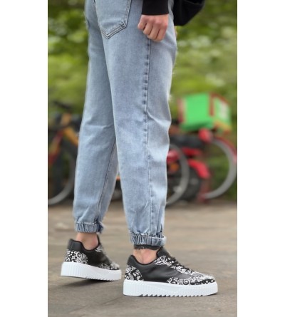 BA0802 BOA Gotik Desenli Siyah Beyaz Yüksek Taban Erkek Günlük Ayakkabı BA0802 BOA Gotik Desenli Siyah Beyaz Yüksek Taban Erkek Günlük Ayakkabı