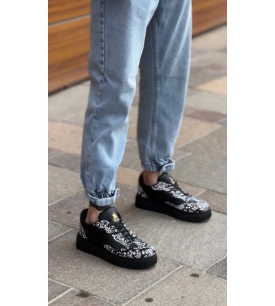 BA0802 BOA Gotik Desenli Siyah Yüksek Taban Erkek Günlük Ayakkabı BA0802 BOA Gotik Desenli Siyah Yüksek Taban Erkek Günlük Ayakkabı