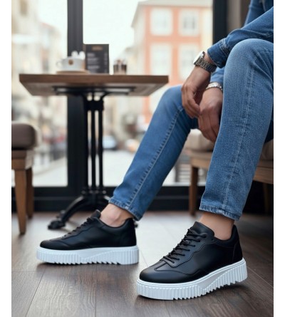 BA0802 BOA Siyah Renk Yüksek Taban Erkek Günlük Ayakkabı BA0802 BOA Siyah Renk Yüksek Taban Erkek Günlük Ayakkabı