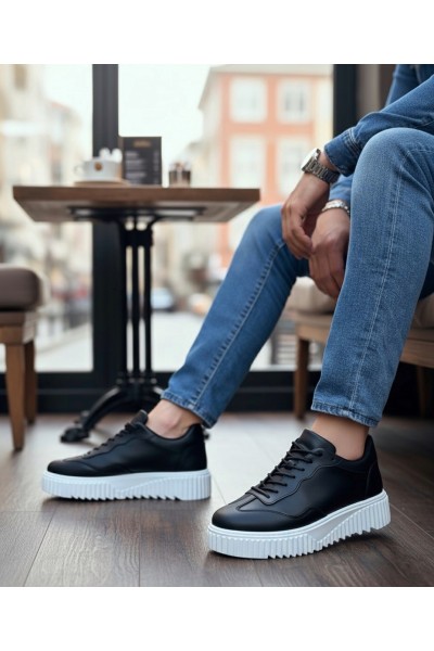 BA0802 BOA Siyah Renk  Yüksek Taban Erkek Günlük Ayakkabı