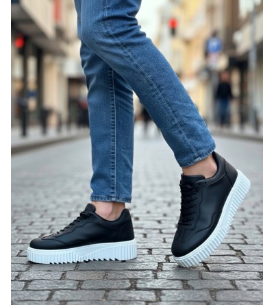 BA0802 BOA Siyah Renk Yüksek Taban Erkek Günlük Ayakkabı BA0802 BOA Siyah Renk Yüksek Taban Erkek Günlük Ayakkabı