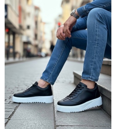 BA0802 BOA Siyah Renk Yüksek Taban Erkek Günlük Ayakkabı BA0802 BOA Siyah Renk Yüksek Taban Erkek Günlük Ayakkabı