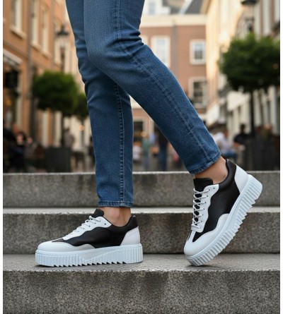 BA0802 BOA Siyah Renk Beyaz Parçalı Yüksek Taban Erkek Günlük Ayakkabı BA0802 BOA Siyah Renk Beyaz Parçalı Yüksek Taban Erkek Günlük Ayakkabı