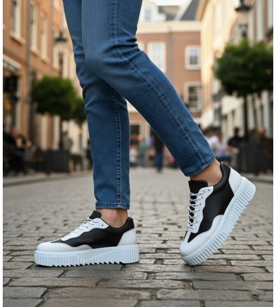 BA0802 BOA Siyah Renk Beyaz Parçalı Yüksek Taban Erkek Günlük Ayakkabı BA0802 BOA Siyah Renk Beyaz Parçalı Yüksek Taban Erkek Günlük Ayakkabı