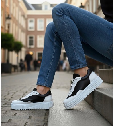 BA0802 BOA Siyah Renk Beyaz Parçalı Yüksek Taban Erkek Günlük Ayakkabı BA0802 BOA Siyah Renk Beyaz Parçalı Yüksek Taban Erkek Günlük Ayakkabı