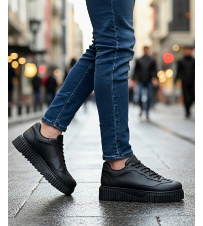 BA0802 BOA Siyah Renk Siyah Yüksek Taban Erkek Günlük Ayakkabı BA0802 BOA Siyah Renk Siyah Yüksek Taban Erkek Günlük Ayakkabı