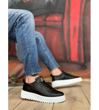 BA8104 BOA Yüksek Taban Siyah Cilt Bağcıklı Erkek Ayakkabı BA8104 BOA Yüksek Taban Siyah Cilt Bağcıklı Erkek Ayakkabı