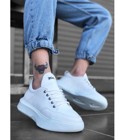BA0163 Bağcıklı Erkek Yüksek Taban Beyaz Spor Ayakkabı BA0163 Bağcıklı Erkek Yüksek Taban Beyaz Spor Ayakkabı