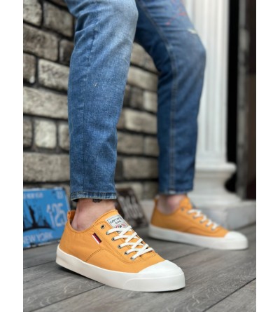 BA0223 BOA Rahat Düz Taban Keten Bağcıklı Sarı Günlük Erkek Ayakkabı BA0223 BOA Rahat Düz Taban Keten Bağcıklı Sarı Günlük Erkek Ayakkabı