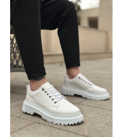 BA0245 Beyaz Akıllı Lastik Bağcık Yüksek Siyah Taban Günlük Erkek Ayakkabı BA0245 Beyaz Akıllı Lastik Bağcık Yüksek Siyah Taban Günlük Erkek Ayakkabı