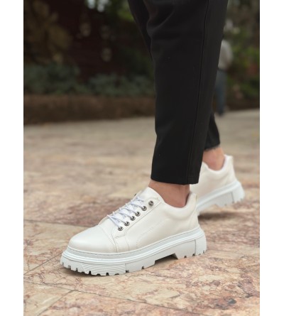 BA0245 Beyaz Akıllı Lastik Bağcık Yüksek Siyah Taban Günlük Erkek Ayakkabı BA0245 Beyaz Akıllı Lastik Bağcık Yüksek Siyah Taban Günlük Erkek Ayakkabı