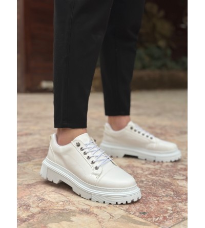 BA0245 Beyaz Akıllı Lastik Bağcık Yüksek Siyah Taban Günlük Erkek Ayakkabı BA0245 Beyaz Akıllı Lastik Bağcık Yüksek Siyah Taban Günlük Erkek Ayakkabı