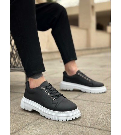 BA0245 Siyah Akıllı Lastik Bağcık Yüksek Taban Günlük Erkek Ayakkabı