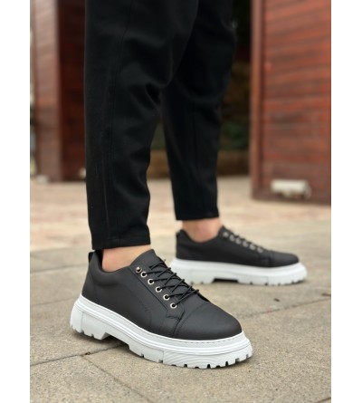 BA0245 Siyah Akıllı Lastik Bağcık Yüksek Taban Günlük Erkek Ayakkabı