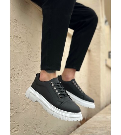 BA0245 Siyah Akıllı Lastik Bağcık Yüksek Taban Günlük Erkek Ayakkabı