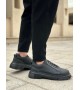 BA0245 Siyah Akıllı Lastik Bağcık Yüksek Siyah Taban Günlük Erkek Ayakkabı
