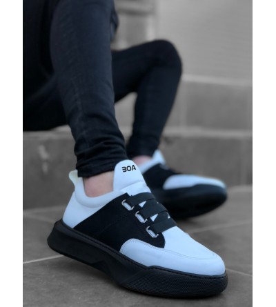 BA0160 Bantlı Erkek Yüksek Taban Beyaz Siyah Spor Ayakkabı BA0160 Bantlı Erkek Yüksek Taban Beyaz Siyah Spor Ayakkabı