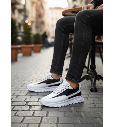 BA0246 Beyaz Siyah Parçalı Bağcıklı Yüksek Taban Günlük Erkek Ayakkabı BA0246 Beyaz Siyah Parçalı Bağcıklı Yüksek Taban Günlük Erkek Ayakkabı