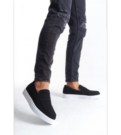 BA0580 Bağcıksız Kuşaklı Yüksek Süet Siyah Beyaz Taban Erkek Ayakkabı BA0580 Bağcıksız Kuşaklı Yüksek Süet Siyah Beyaz Taban Erkek Ayakkabı