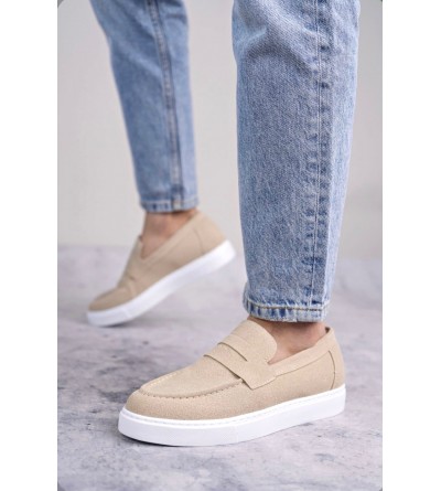 BA0580 Bağcıksız Kuşaklı Yüksek Taban Krem Süet Erkek Ayakkabı BA0580 Bağcıksız Kuşaklı Yüksek Taban Krem Süet Erkek Ayakkabı