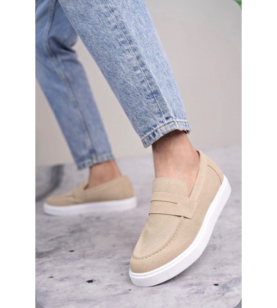 BA0580 Bağcıksız Kuşaklı Yüksek Taban Krem Süet Erkek Ayakkabı BA0580 Bağcıksız Kuşaklı Yüksek Taban Krem Süet Erkek Ayakkabı