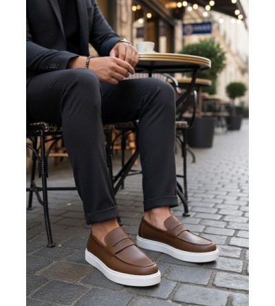 BA0580 Bağcıksız Kuşaklı Yüksek Taban Taba Cilt Erkek Ayakkabı BA0580 Bağcıksız Kuşaklı Yüksek Taban Taba Cilt Erkek Ayakkabı