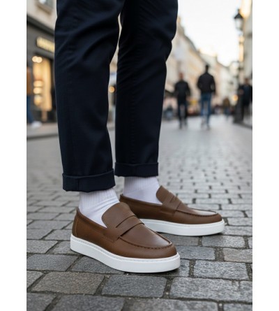 BA0580 Bağcıksız Kuşaklı Yüksek Taban Taba Cilt Erkek Ayakkabı BA0580 Bağcıksız Kuşaklı Yüksek Taban Taba Cilt Erkek Ayakkabı