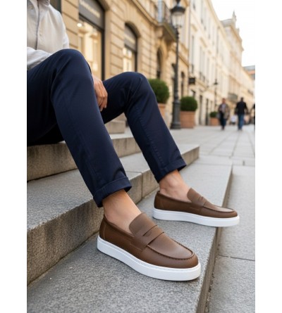 BA0580 Bağcıksız Kuşaklı Yüksek Taban Taba Cilt Erkek Ayakkabı BA0580 Bağcıksız Kuşaklı Yüksek Taban Taba Cilt Erkek Ayakkabı