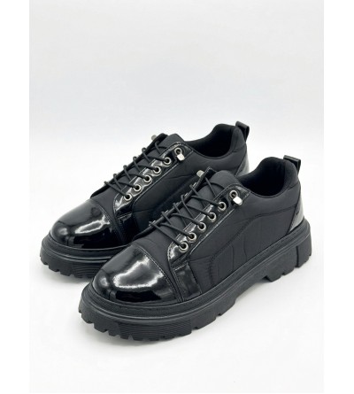 BA0245 Siyah Rugan Paraşüt Detaylı Akıllı Lastik Bağcık Yüksek Taban Günlük Erkek Ayakkabı