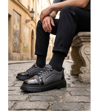 BA0245 Gri Rugan Paraşüt Detaylı Akıllı Lastik Bağcık Yüksek Taban Günlük Erkek Ayakkabı BA0245 Gri Rugan Paraşüt Detaylı Akıllı Lastik Bağcık Yüksek Taban Günlük Erkek Ayakkabı