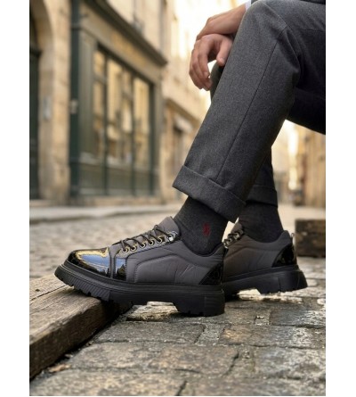 BA0245 Gri Rugan Paraşüt Detaylı Akıllı Lastik Bağcık Yüksek Taban Günlük Erkek Ayakkabı BA0245 Gri Rugan Paraşüt Detaylı Akıllı Lastik Bağcık Yüksek Taban Günlük Erkek Ayakkabı