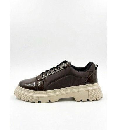 BA0245 Kahverengi Rugan Paraşüt Detaylı Akıllı Lastik Bağcık Yüksek Bej Taban Günlük Erkek Ayakkabı