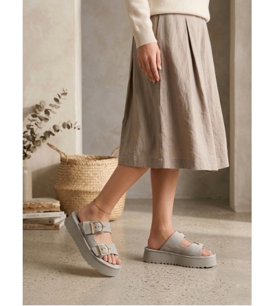 Yazlık Kadın Krem Platform Taban Tokalı Terlik