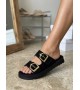 Yazlık Kadın Siyah İnce Taban Tokalı Terlik