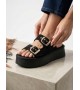 Yazlık Kadın Siyah Platform Taban Tokalı Terlik