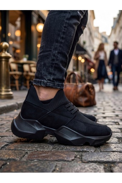 403 Yumuşak Triko Dokulu Yüksek Taban Siyah Spor Ayakkabı 403 Yumuşak Triko Dokulu Yüksek Taban Siyah Spor Ayakkabı