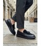 BA0005 Yeni Sezon Kalın Tabanlı Siyah Süet Makosen Ayakkabı