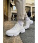 BA0402 Bağcıksız Rahat Yüksek Taban Beyaz Erkek Spor Yarım Bilek Bot