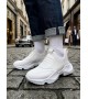 BA0402 Bağcıksız Rahat Yüksek Taban Beyaz Erkek Spor Yarım Bilek Bot
