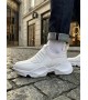 BA0402 Bağcıksız Rahat Yüksek Taban Beyaz Erkek Spor Yarım Bilek Bot