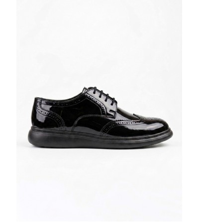 BA0003 Yeni Sezon Siyah Rugan Lüks Brouge Klasik Ayakkabı