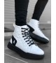 BA0159 Bağcıklı Beyaz Kapitone Siyah Taban Erkek Yüksek Taban Spor Bot BA0159 Bağcıklı Beyaz Kapitone Siyah Taban Erkek Yüksek Taban Spor Bot