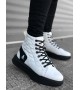 BA0159 Bağcıklı Beyaz Kapitone Siyah Taban Erkek Yüksek Taban Spor Bot BA0159 Bağcıklı Beyaz Kapitone Siyah Taban Erkek Yüksek Taban Spor Bot