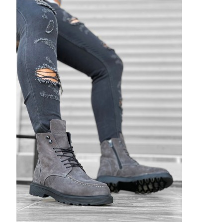 BA0212 İçi Dışı Hakiki Nubuk Deri Gri Erkek Bot BA0212 İçi Dışı Hakiki Nubuk Deri Gri Erkek Bot