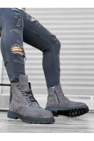 BA0212 İçi Dışı Hakiki Nubuk Deri Gri Erkek Bot BA0212 İçi Dışı Hakiki Nubuk Deri Gri Erkek Bot