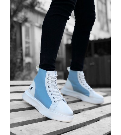 BA0256 Bağcıklı Erkek Yüksek Taban Beyaz Mavi Taban Spor Bot BA0256 Bağcıklı Erkek Yüksek Taban Beyaz Mavi Taban Spor Bot